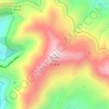 Mapa topográfico Mount Islip, altitude, relevo