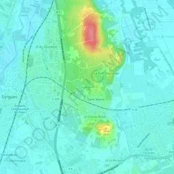 Mapa topográfico Tout Vent, altitude, relevo