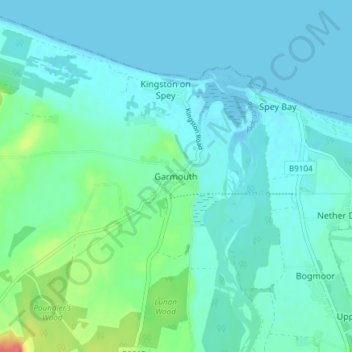 Mapa topográfico Garmouth, altitude, relevo