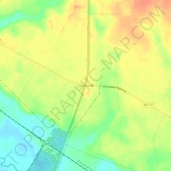 Mapa topográfico Cooperville, altitude, relevo