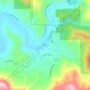 Mapa topográfico Lewiston, altitude, relevo
