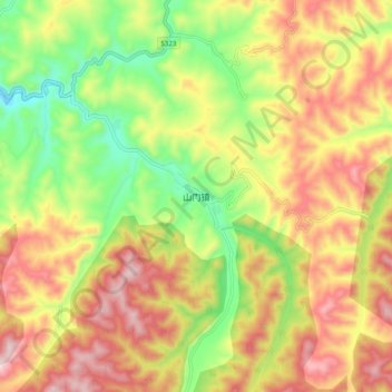 Mapa topográfico 山门镇, altitude, relevo