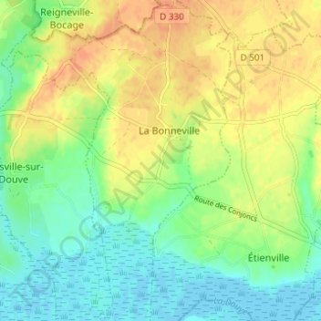 Mapa topográfico Hameau aux Roux, altitude, relevo