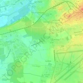 Mapa topográfico Dizedon, altitude, relevo