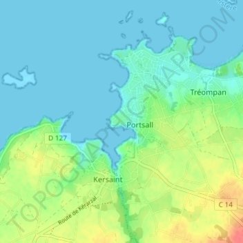Mapa topográfico Mon Repos, altitude, relevo