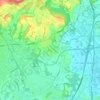 Mapa topográfico Civello, altitude, relevo