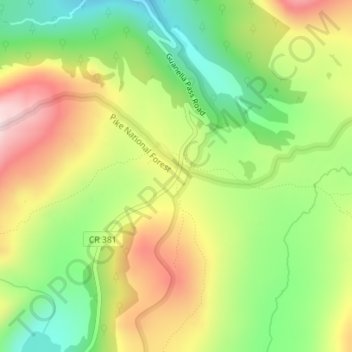 Mapa topográfico Guanella Pass, altitude, relevo