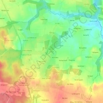 Mapa topográfico Couba, altitude, relevo