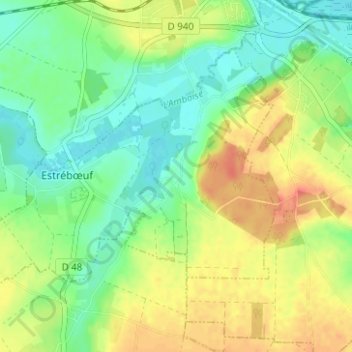 Mapa topográfico Drancourt, altitude, relevo