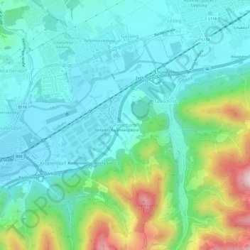 Mapa topográfico Pötschach, altitude, relevo