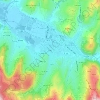 Mapa topográfico Parant, altitude, relevo