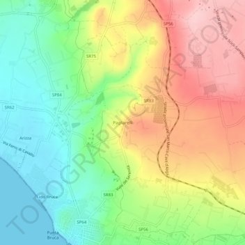 Mapa topográfico Pagliarelli, altitude, relevo