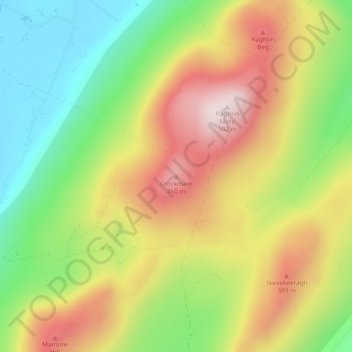 Mapa topográfico Crockmain, altitude, relevo