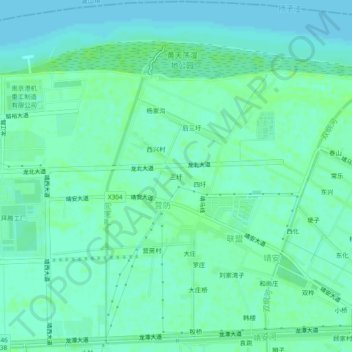 Mapa topográfico 三圩, altitude, relevo