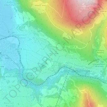 Mapa topográfico Luns - Lunes, altitude, relevo