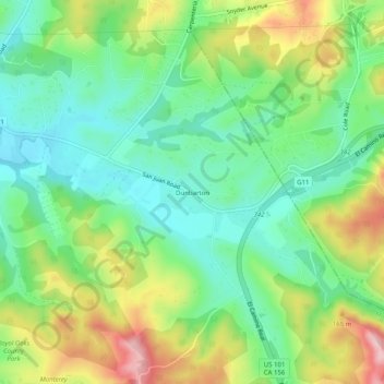 Mapa topográfico Dunbarton, altitude, relevo