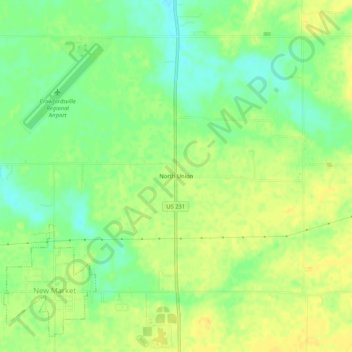 Mapa topográfico North Union, altitude, relevo