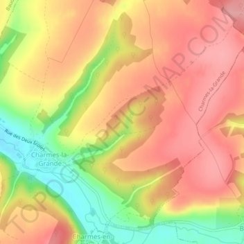 Mapa topográfico Joyeuses, altitude, relevo