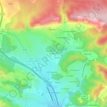 Mapa topográfico Le Cabaret, altitude, relevo