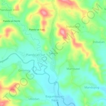 Mapa topográfico Siwalo, altitude, relevo