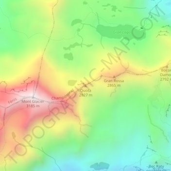 Mapa topográfico Quota, altitude, relevo