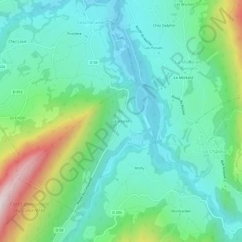 Mapa topográfico Le Villaret, altitude, relevo