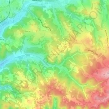 Mapa topográfico Campagnac, altitude, relevo