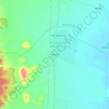 Mapa topográfico El Huaico, altitude, relevo