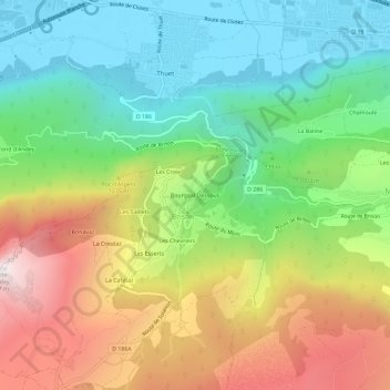 Mapa topográfico Bourgeal Dessous, altitude, relevo