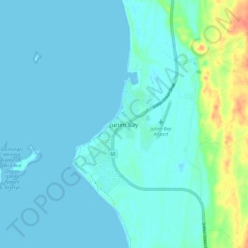 Mapa topográfico Jurien Bay, altitude, relevo