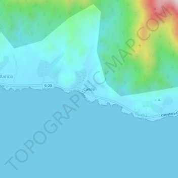 Mapa topográfico Cañizo, altitude, relevo