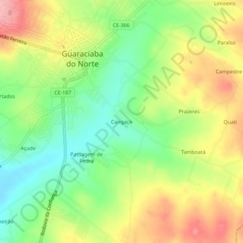Mapa topográfico Cangaço, altitude, relevo