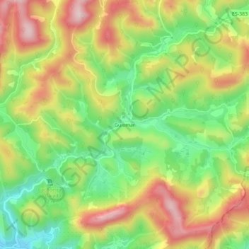 Mapa topográfico Guiomar, altitude, relevo