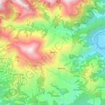 Mapa topográfico Larumba, altitude, relevo