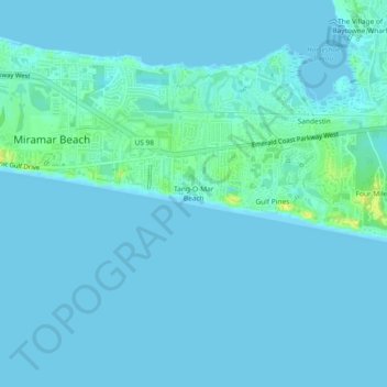 Mapa topográfico Tang-O-Mar Beach, altitude, relevo