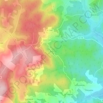 Mapa topográfico Le Malaret, altitude, relevo