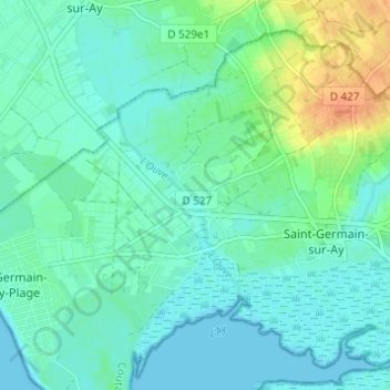Mapa topográfico Salnel, altitude, relevo