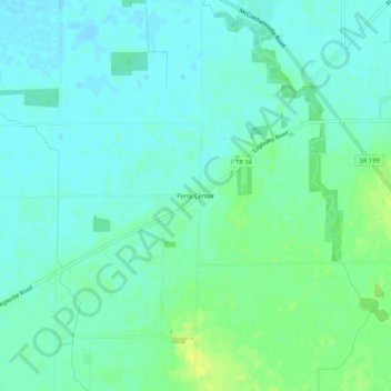 Mapa topográfico Perry Center, altitude, relevo
