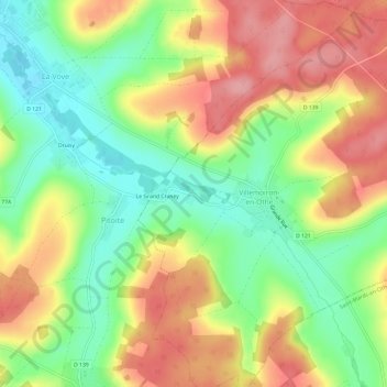 Mapa topográfico Petit Craney, altitude, relevo
