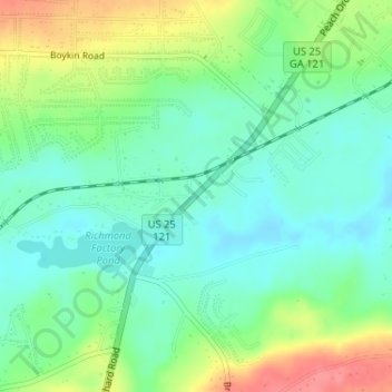 Mapa topográfico DeBruce, altitude, relevo