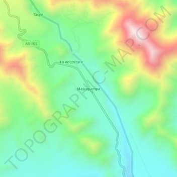 Mapa topográfico Mascapampa, altitude, relevo