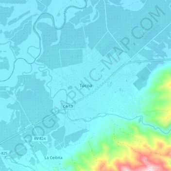Mapa topográfico Tocoa, altitude, relevo