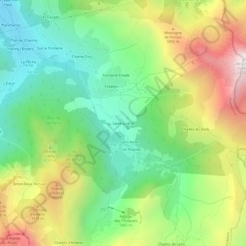 Mapa topográfico Saint-Guérin, altitude, relevo