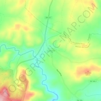 Mapa topográfico Gralhós, altitude, relevo