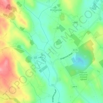 Mapa topográfico Magheracloone, altitude, relevo