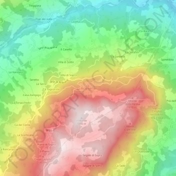 Mapa topográfico Acquaria, altitude, relevo