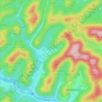 Mapa topográfico Kehlenhof, altitude, relevo