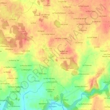 Mapa topográfico Moureul, altitude, relevo