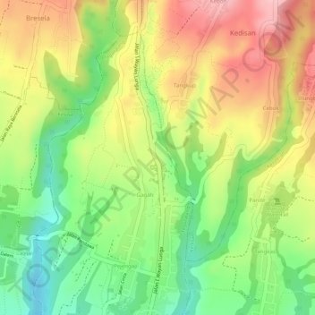 Mapa topográfico alas harum, altitude, relevo