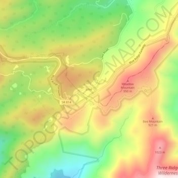 Mapa topográfico Love, altitude, relevo